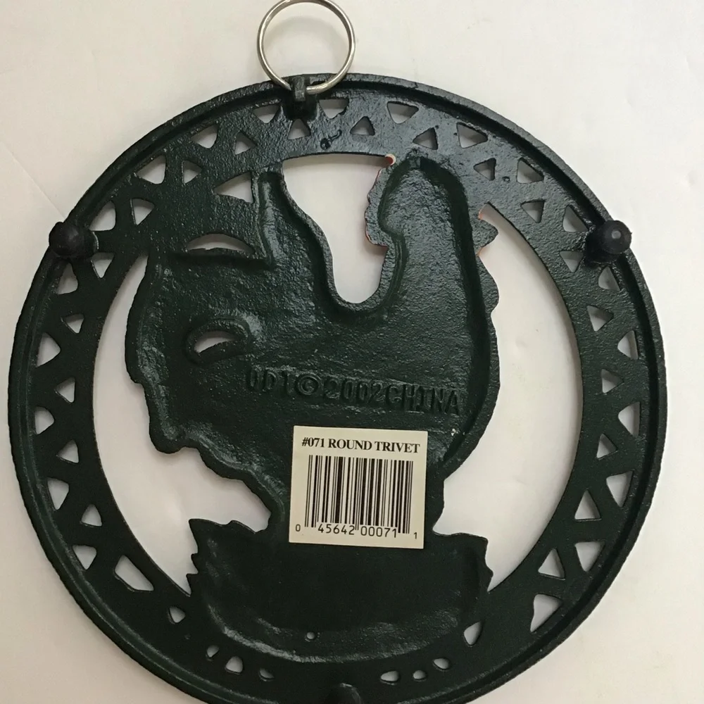Painted‎ Cast Iron Rooster Trivet Wall Hanging